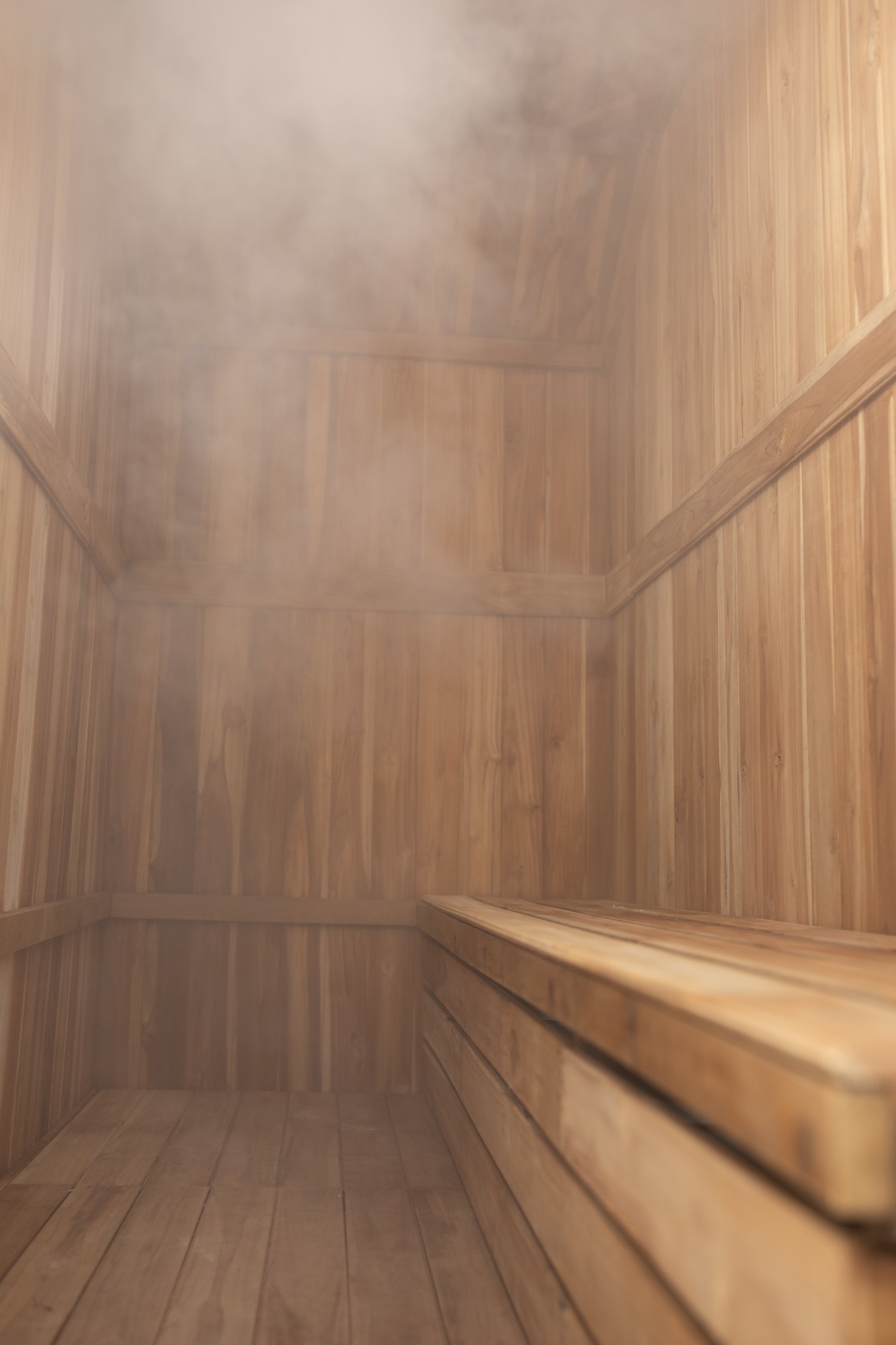 Private wood-panelled steam sauna